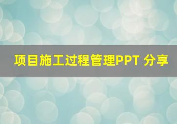 项目施工过程管理PPT 分享